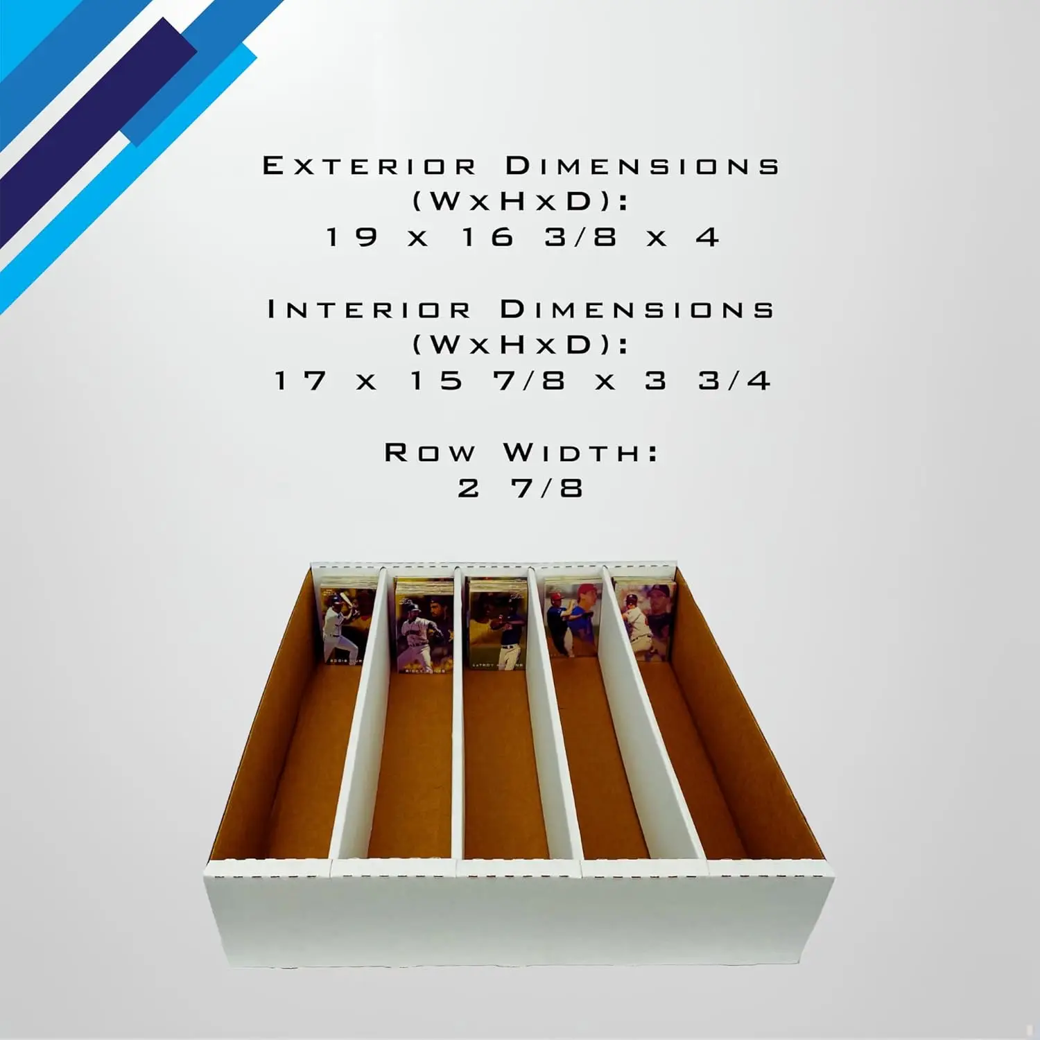 Row Trading Card Storage Box - Durable Cardboard Box, Card Collection - 200 lb. Test Strength, Full Lid Design. Made in the USA