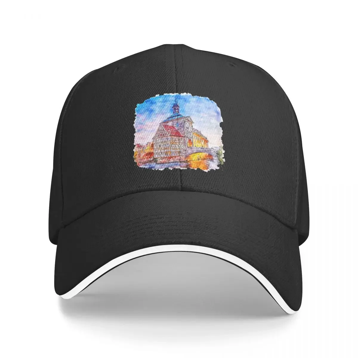 

Bamberg germany watercolor sketch hand drawn Baseball Cap dad hat hard hat Ladies Men's