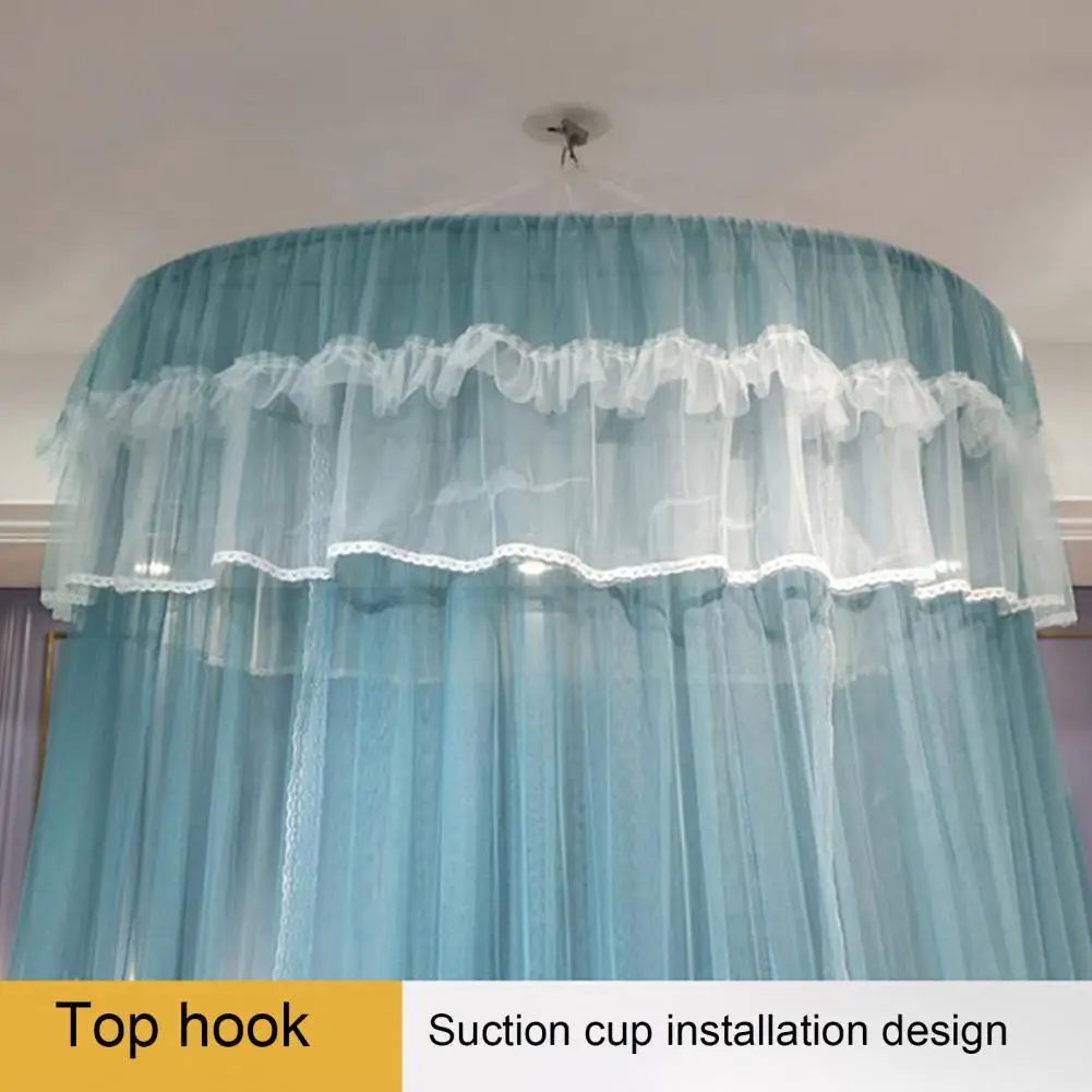 Breathable Hanging Mosquito Net Top Hook Lace Bed Canopy Encrypted Mesh Round Dome Court Style Crib Canopy Bedroom Decoration