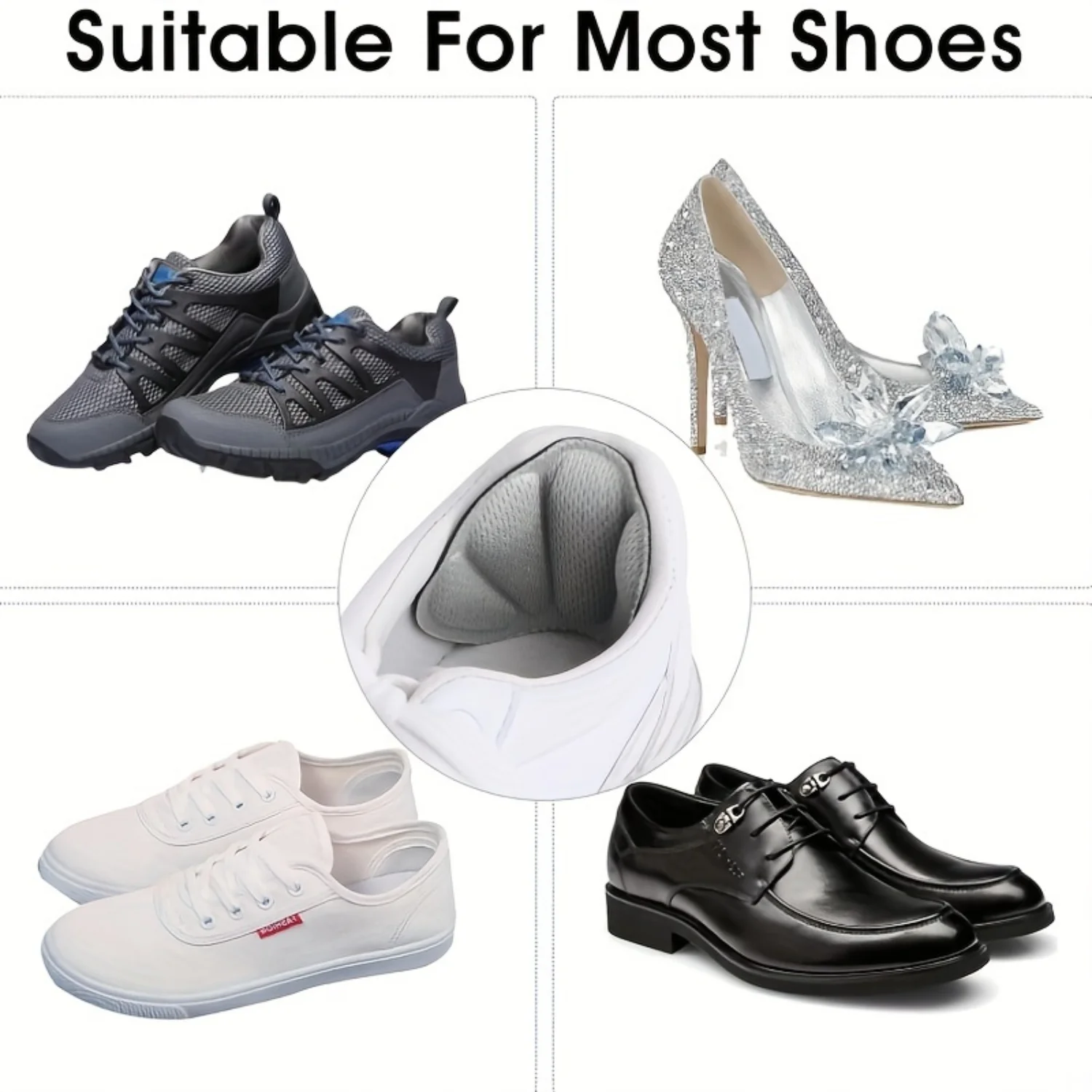 10 Pair Heel Grips Pads for Loose Shoes-Thick Cushion Liners with Insoles, Anti-Slip Blister Prevention Inserts-Volume-Boost