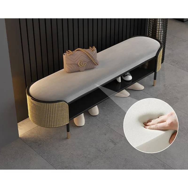 

Newest Italian Creative Velvet Shoe Stool Luxury Modern Minimalist Shoe Ottoman Living Room Hallway Shoe Bench Home Furniture