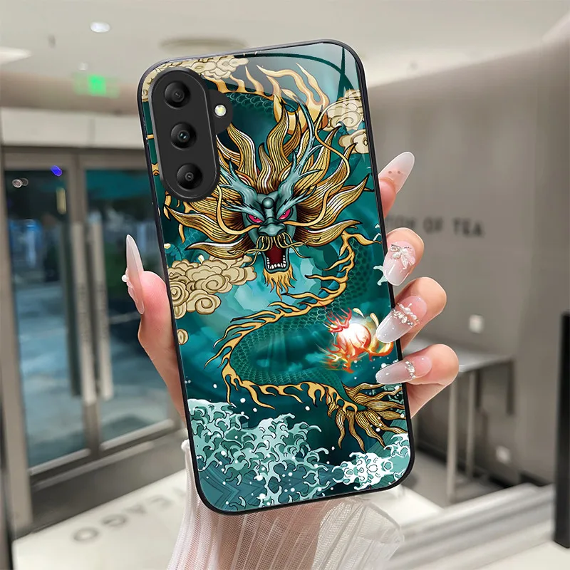 Tiger Dragon Tempered Glass Hard Back Phone Case Cover