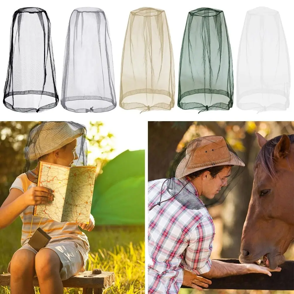 Breathable Mesh Mosquito Head Nets Lightweight Hat Net Cover Outdoor Camping Fishing Anti-mosquito Cover Insect-Proof Hat
