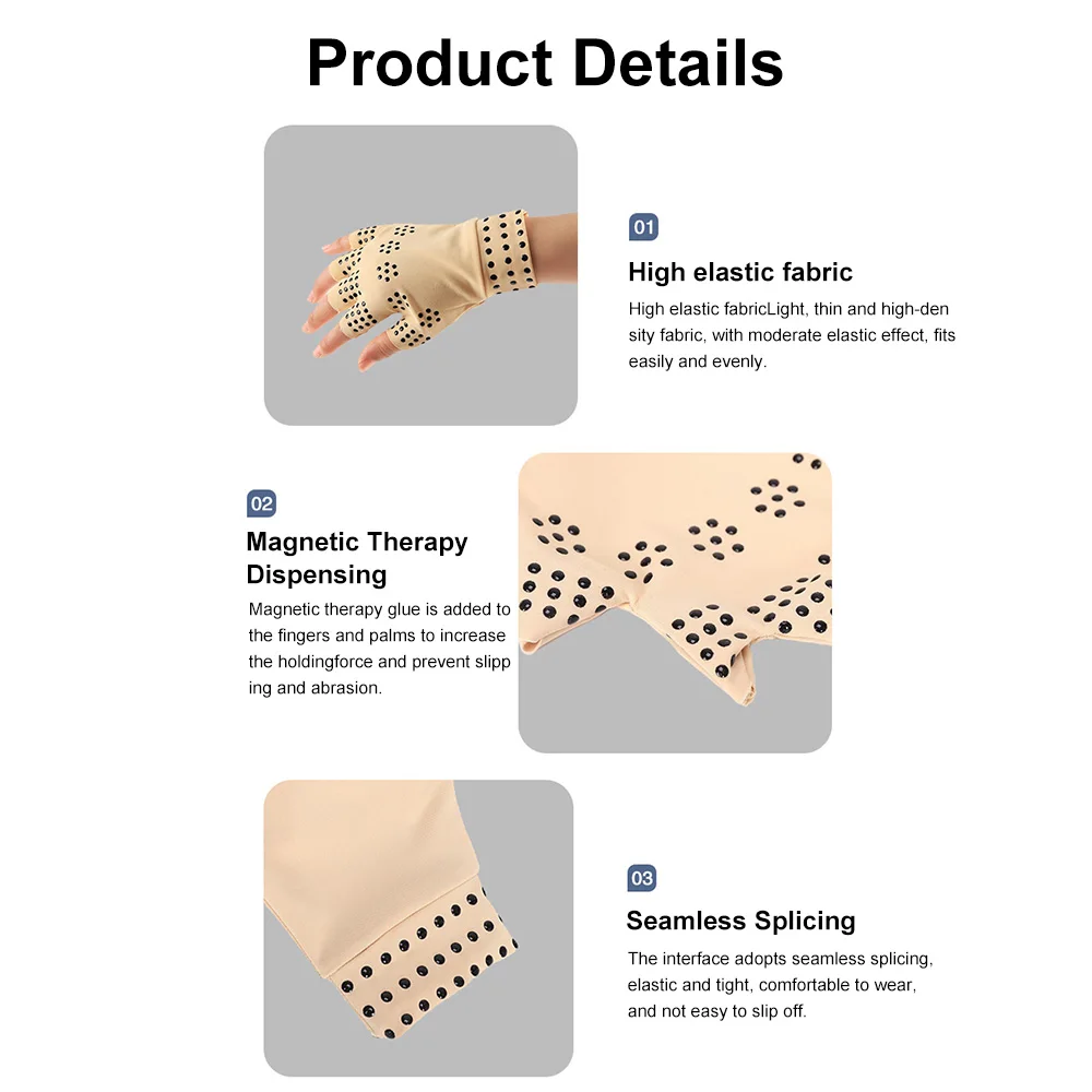 fingerless gloves compression gloves 2PCS magnetic gloves arthritis therapy gloves for arthritis joint pain treat fingerless glove rheumatoid hand pain relief