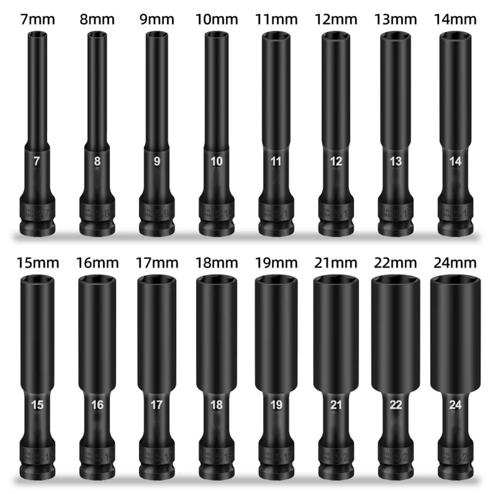 1 2 Drive Hex Socket Wrench Hex Socket Head 8 24mm Adapter Spanner Converter 128mm Length Impact Socket Set Hand Tools