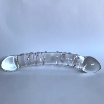 Double Headed Dildo Pyrex Glass  Crystal Fake Penis Anal Butt Plug Female Male Adult Masturbation Sex Toy for Women Men Gay 5