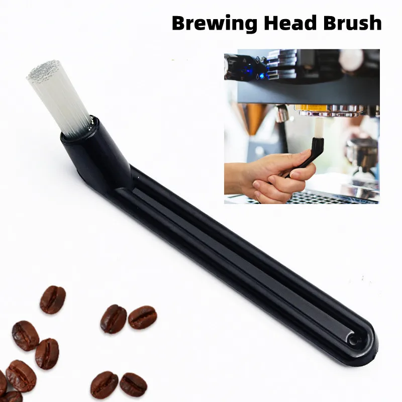 12cm Cleaning Brush Spoon Coffee Machine Brewing Head Short Handle Elbow Coffee Cleaning Brush Spoon For Machine