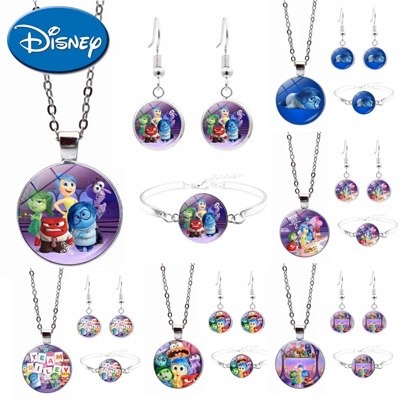 NEW 3Pcs/Set Disney Inside Out 2 Women's Necklace Time Stone Cartoon Necklace Earrings Bracelets Sets Anime Women Jewelry Gift