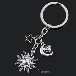Charming Women's Keychain with Moon, Heart, and Animal Accents (S5013 sun star moon)
