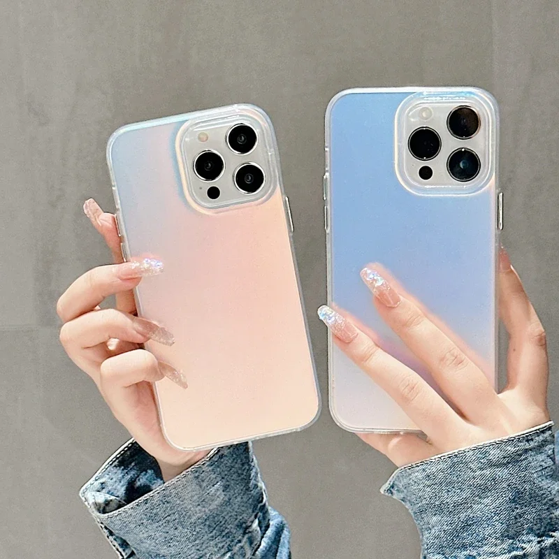 Luxury Matte Laser Shockproof Phone Case with Bumper Back Cover