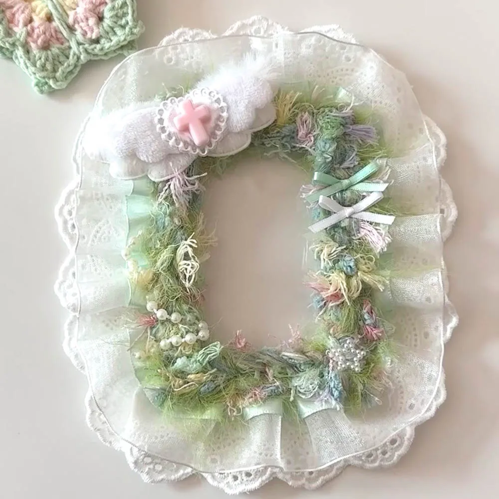 Kpop Card Sleeve Green Lace Ruffles Handmade Cartolina Holder Carte Fotografiche Toploader Bag Collect Organizer Stationery