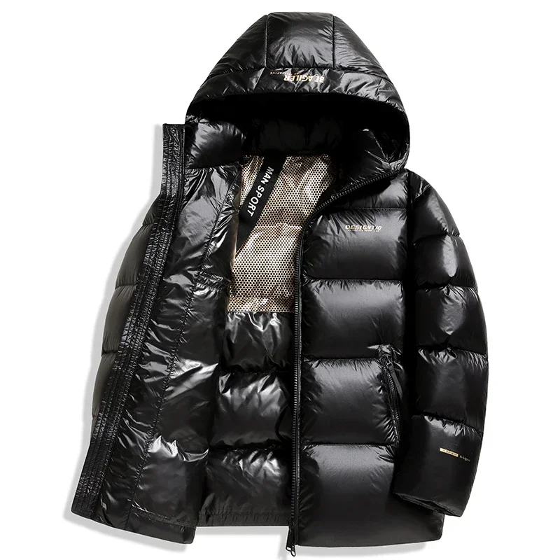 thumbnail image 1 of Chaqueta corta con capucha negra y dorada, ropa de diseñador para hombre, chaqueta de invierno acolchada para hombre, abrigo informal nuevo, 1 of 5