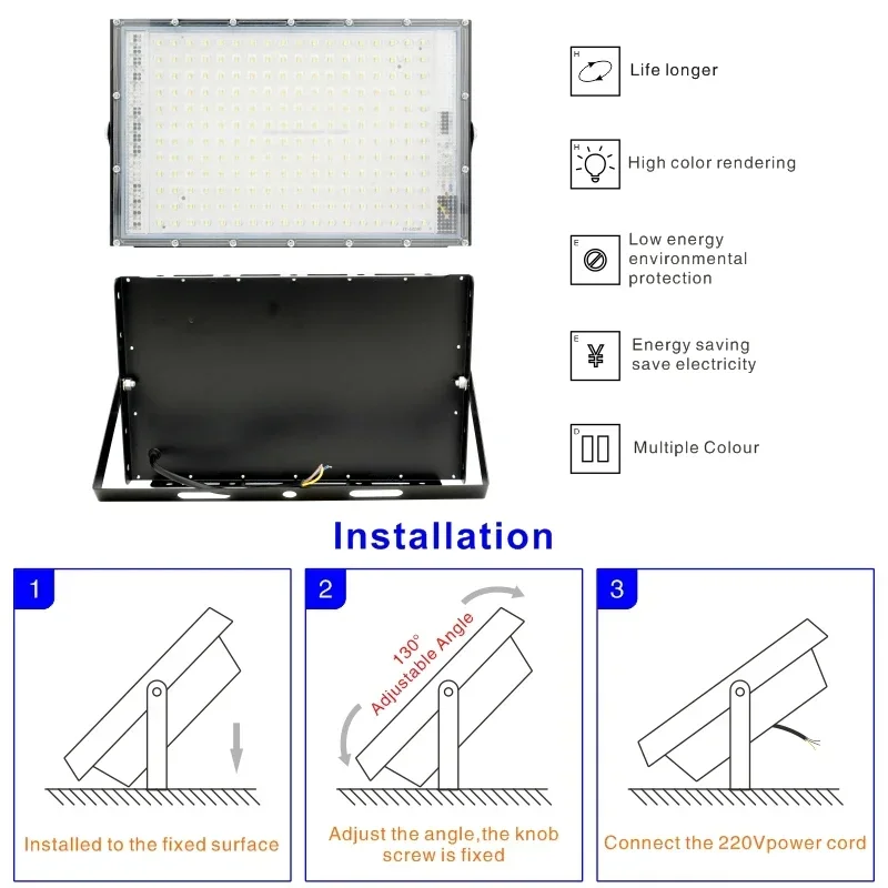 LED Flood Light 1/2/3PCS 110V 220V 50W 100W 150W 200W Outdoor IP65 Waterproof Wall Lamp Reflector