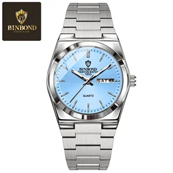 Elegant Women's Stainless Steel Waterproof Quartz Watch with Luminous Hands and Calendar (102Ms Light Blue)