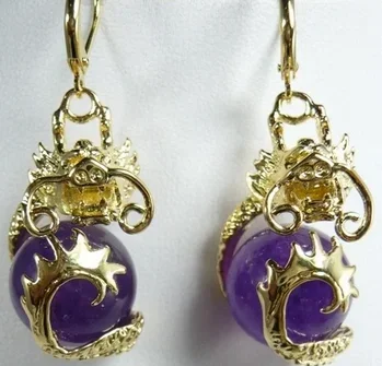 

Необычные серьги 12 мм с фиолетовым камнем Дракон ювелирные изделия