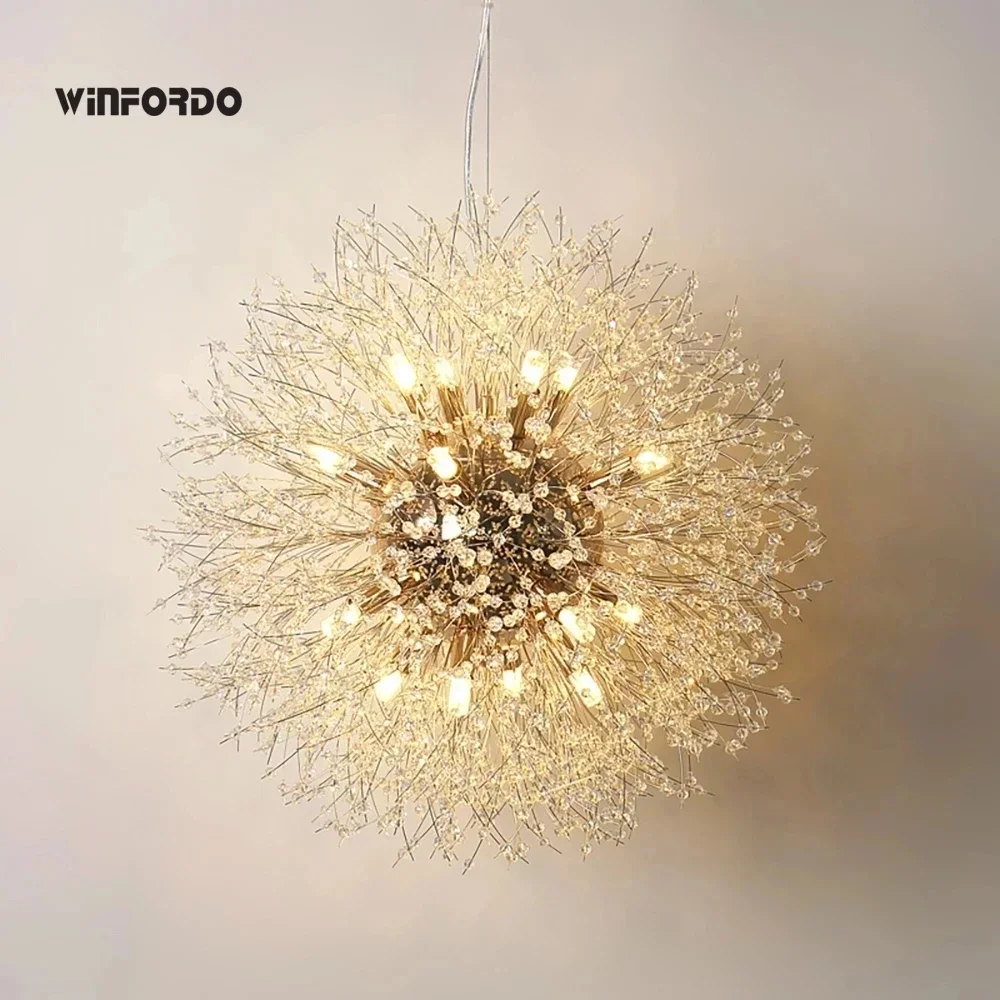 LED Chandelier Modern Crystal Dandelion Chandelier Lighting Pendant Lamp For Living Room Dining Room Home Decoration WF-P40GD Winfordo