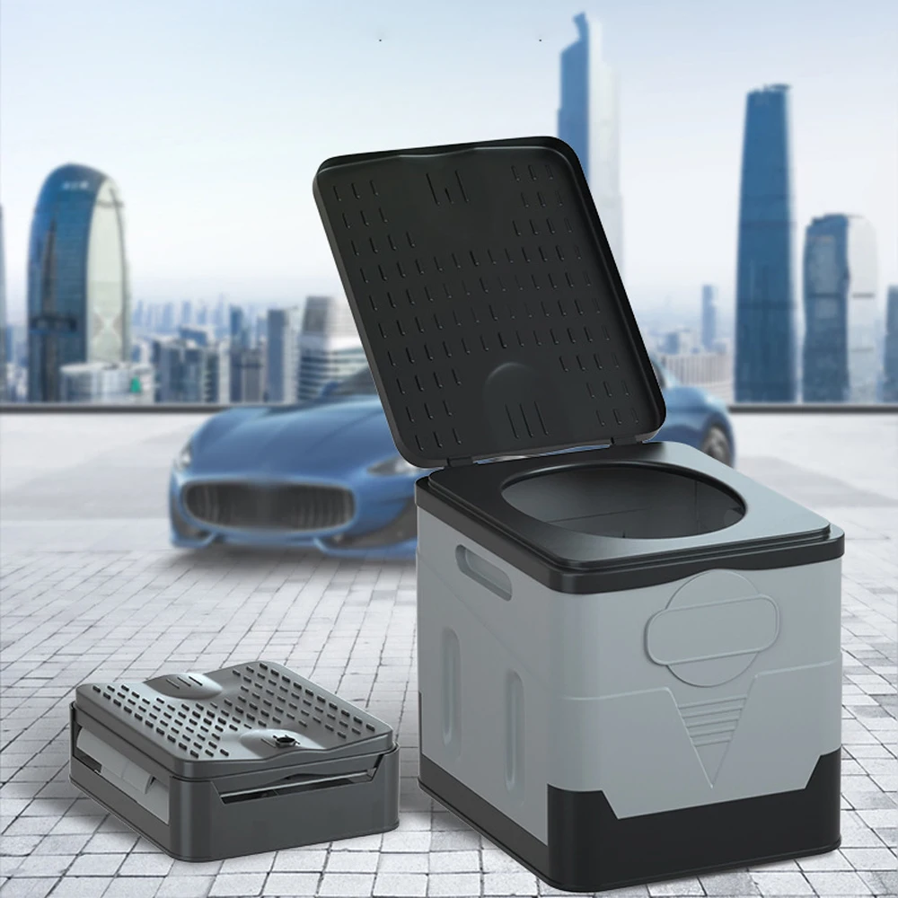 

Car Storage Box Folding Trunk Organizer Outdoors Portable Stool Rubbish Can with Cover for Camping Hiking Boat Road Trips Beach