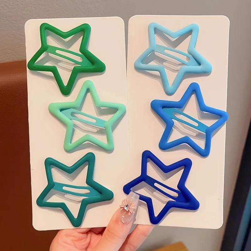 3 Pcs 패션 걸스 다채로운 스타 BB 헤어핀 귀여운 머리핀 아이 달콤한 머리 장식 클립 바레트 헤어 액세서리 소녀 선물