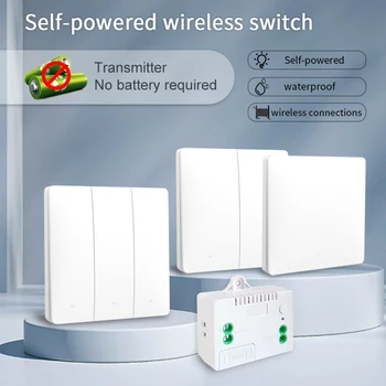 ไร้สาย RF 433mhz รีโมทคอนโทรลสวิตช์ 1/2/3 gang สวิตช์ปุ่มกดกันน้ําไม่มีแบตเตอรี่ Self - powered สําหรับ Light Home 1