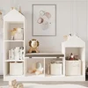 Kids Bookshelf with Reading Nook 47.75in Width Children Bookcase 6-Cubby Toy Storage Organizer Seat Cushion Wooden Storage 3