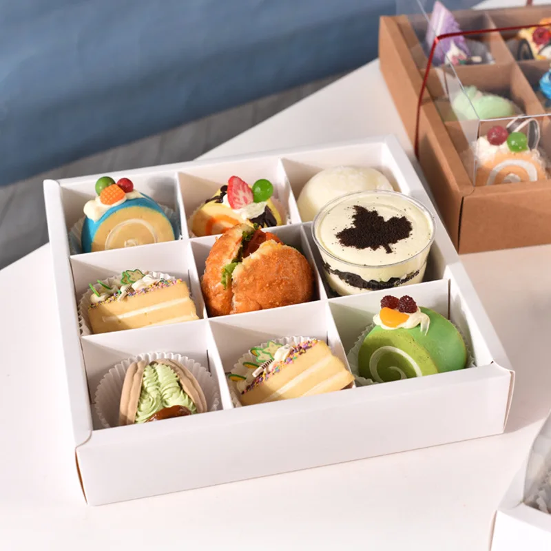 5pcs Transparent Cake Packaging Boxes with 7/9 Compartments for Mousse, Pastries, Cupca... - SKU TCPB1058 - UGI Packaging