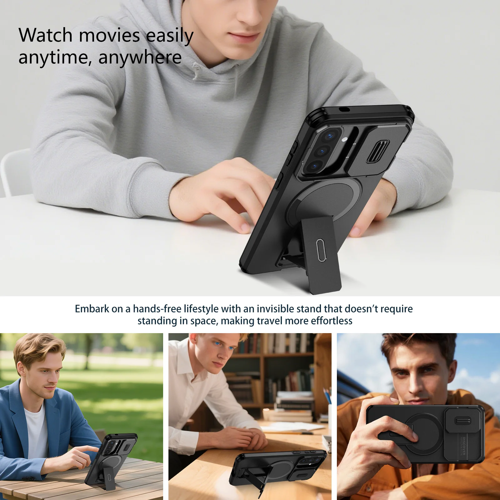 Universal Stand Holder Mobile Phone Bag Case, Compatible with Samsung Galaxy Models