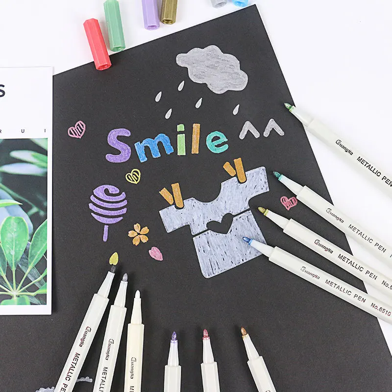 Languo Acrylic Markers Shuttle Art 28 Metallic Colors Dual Tip