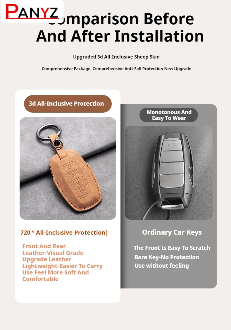 For Leading Ideal One Li Auto L9 For Li Lixiang L7 L8 Keychain Accessories Suede Leather Car Smart Key Fob Case Cover