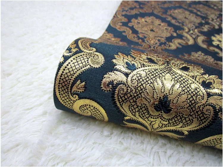 TV Background Gold Foil Wallpaper American Luxury Damascus Floral Blue Red Black Golden Wallpaper Roll 19 S3053d4c9e6614744b27a96b51dc96a59i