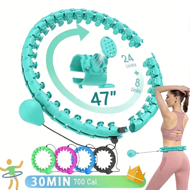 Smart Fitness Hoop With Weighted Ball 24 Knots Detachable Pilates Hoop For Waist Exercise 1pc
