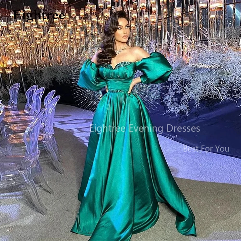 

Eightree Formal A Line Evening Dress Sweetheart Long Sleeve Beading Ball Gowns Shiny Squined Prom Dresses Vestidos De Fiesta