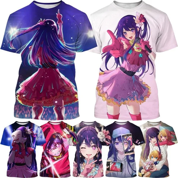 

Популярная новинка, популярная аниме футболка с 3D принтом OSHI NO KO, Idol Hoshino Ai, повседневный топ в стиле Харадзюку с коротким рукавом