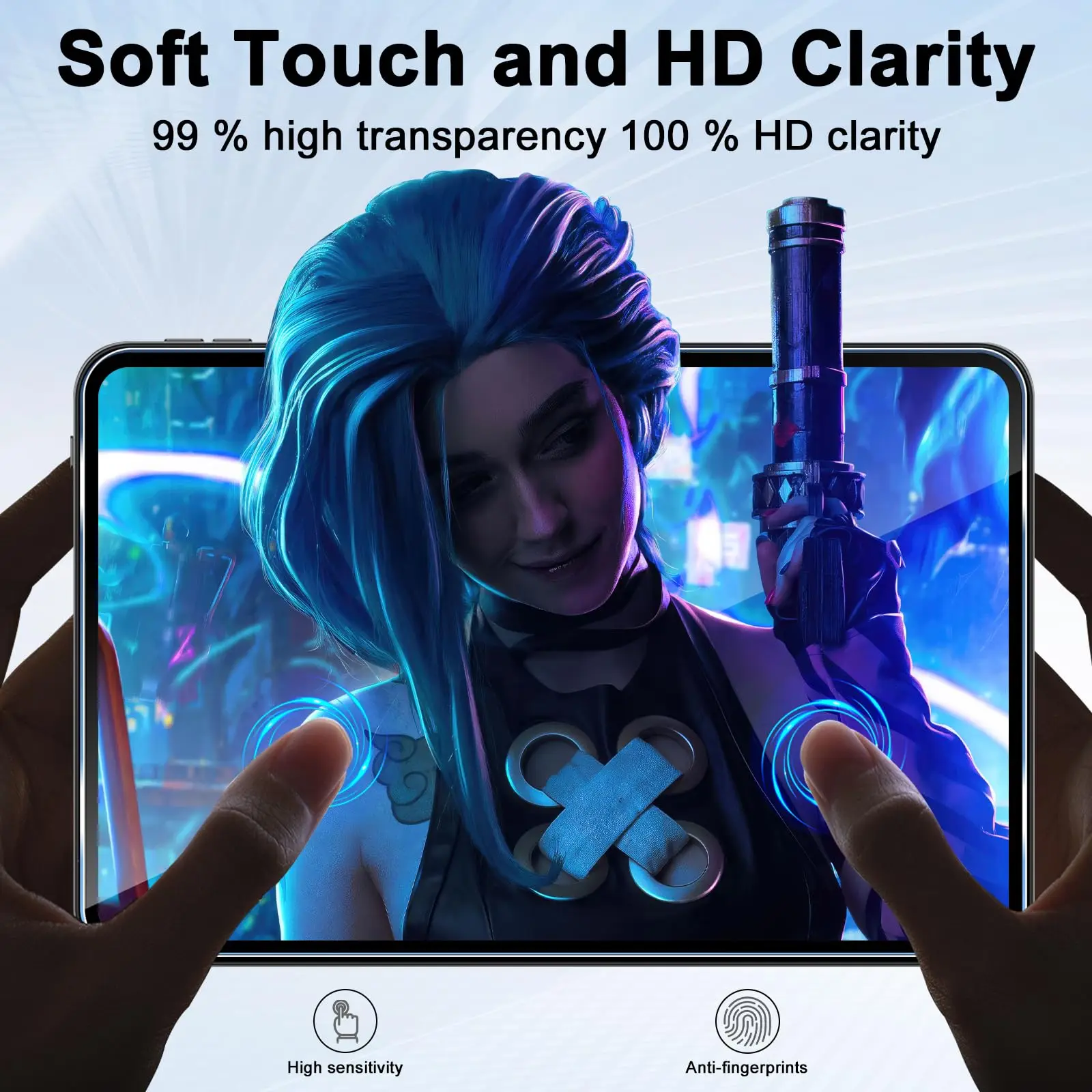 Enhanced Tablet Screen Protector - 13.4 HD Clear Tempered Glass, 9H Hardness, Anti-Scratch, Anti-Fall
