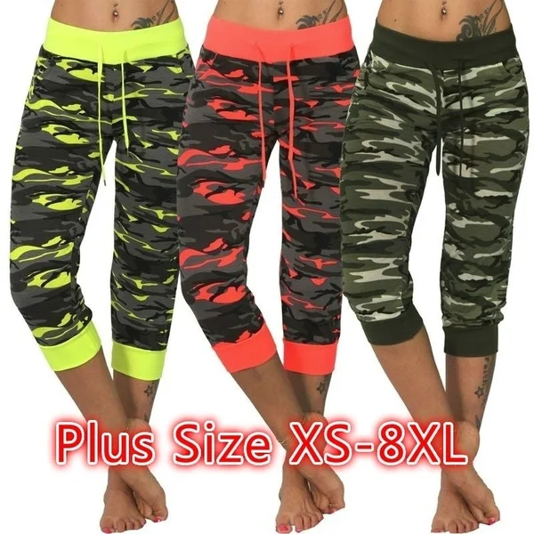 

2023 Summer Ladies Jogging Capri Shorts Fashion Womens 3/4 Lightweight Camouflage Print Sport Fitness Pants Women Clothing