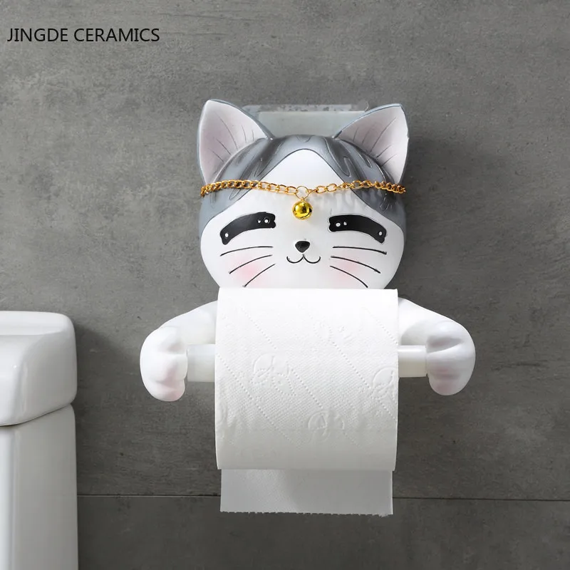 

Creative Cartoon Animal Cat Bathroom Tray Free Punch Home Decoration Toilet Paper Towel Paper Towel Box Roll Paper Tube Rack