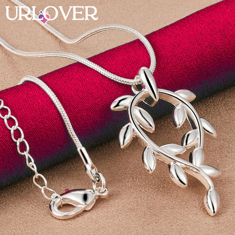 

URLOVER 925 Sterling Silver Necklace For Woman Branch Pendant Necklaces Fashion Party Wedding Birthday Charm Jewelry Gifts