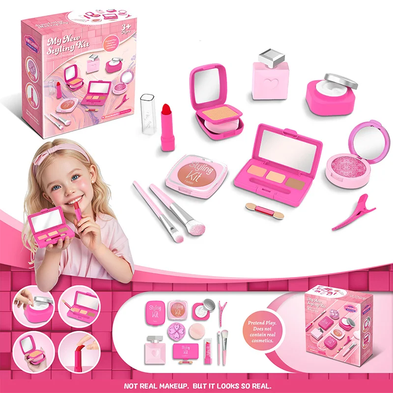 Girl Makeup Toys Pretend Princess Play House Simulation Cosmetics Lipstick Eyeshadow Set Toys for Kids Girls Birthday Xmas Gift