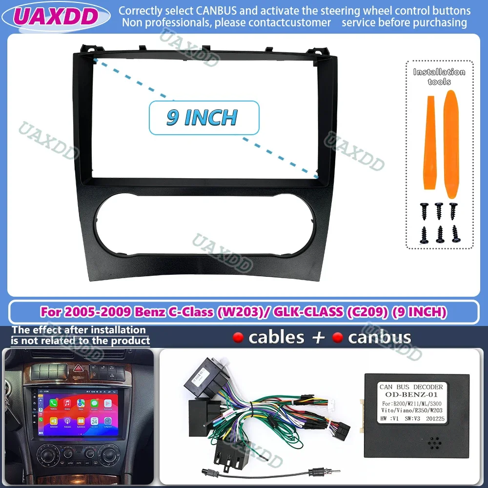 AVC】2DIN取付キット - ベンツCクラス(W203)後期 ナビ無し車用 ブラックパネル - AVインターフェイス.com 車用ラジオフレーム 9 "に適合する C-Klasse W203 CLK-klasse W209 G-klasse W463