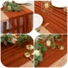 12PCS Terracotta Chiffon Wedding Table Runner Table Setting Gauze Sheer Vintage Christmas Dining Birthday Party Table Decor 3