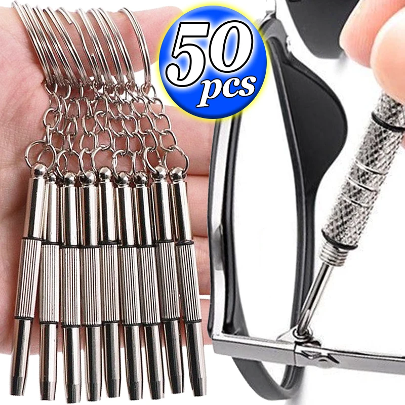 3 in 1 Precision Eyeglass Screwdriver Stainless Steel Mini Glasses Watch Cellphone Repair Kit with Keychain Hand Tools