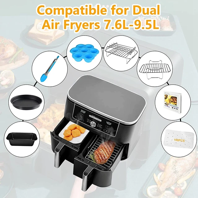  Air Fryer Liners for Dual Basket Air Fryer,90 Pcs Rectangle Air  Fryer Disposable Paper Liner, Air Fryer Accessories for Ninja Foodi DZ201,  Parchment Liners for Instant Vortex 2 Basket Airfryer: Home