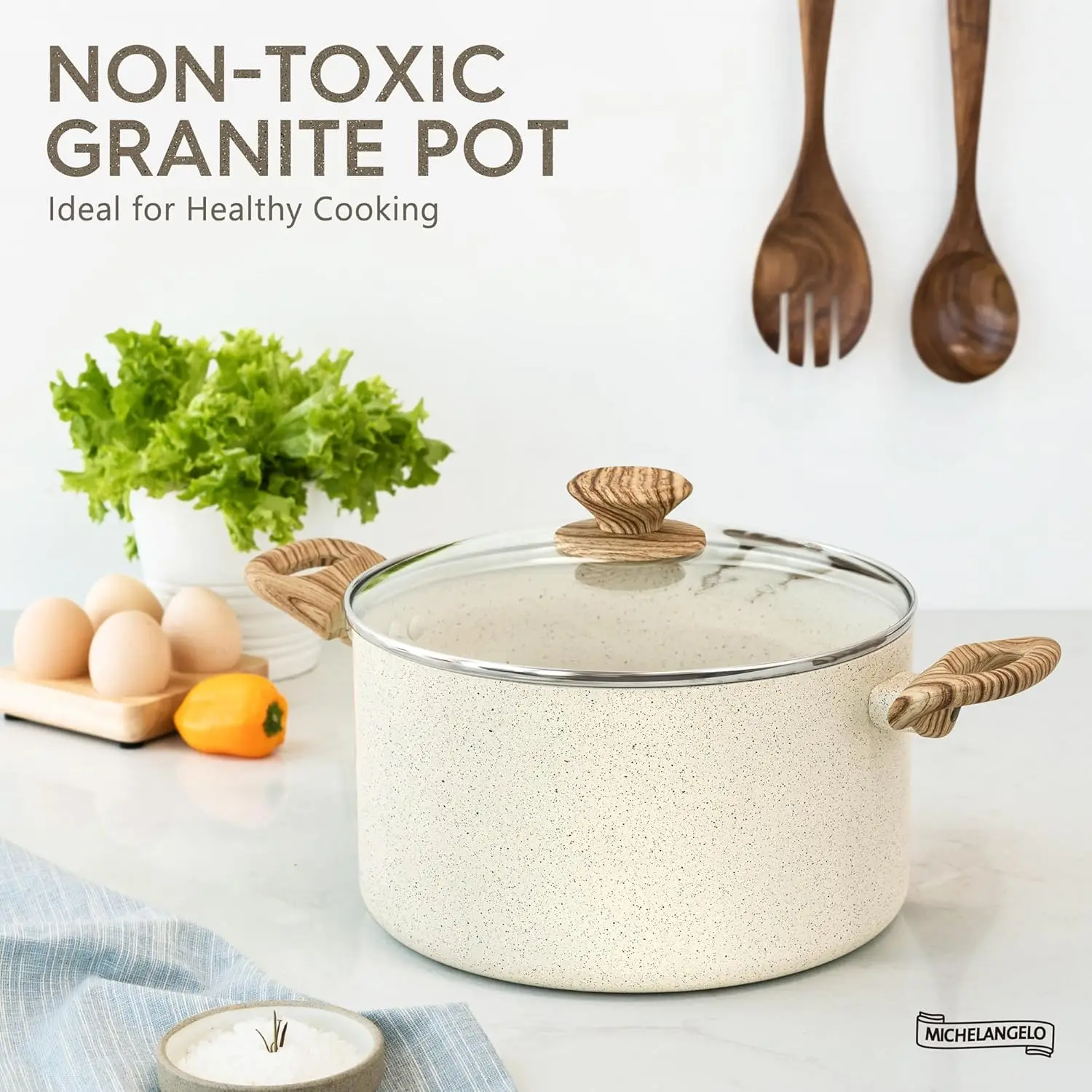 MICHELANGELO 6QT Granite Coating Stockpot with Lid, Non-Toxic Cooking Pot with Anti-Scalding Handle, Suitable for All Stoves 2