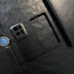 Premium PU Leather Hard Plastic Back Cover Case - Find N2 (Black)