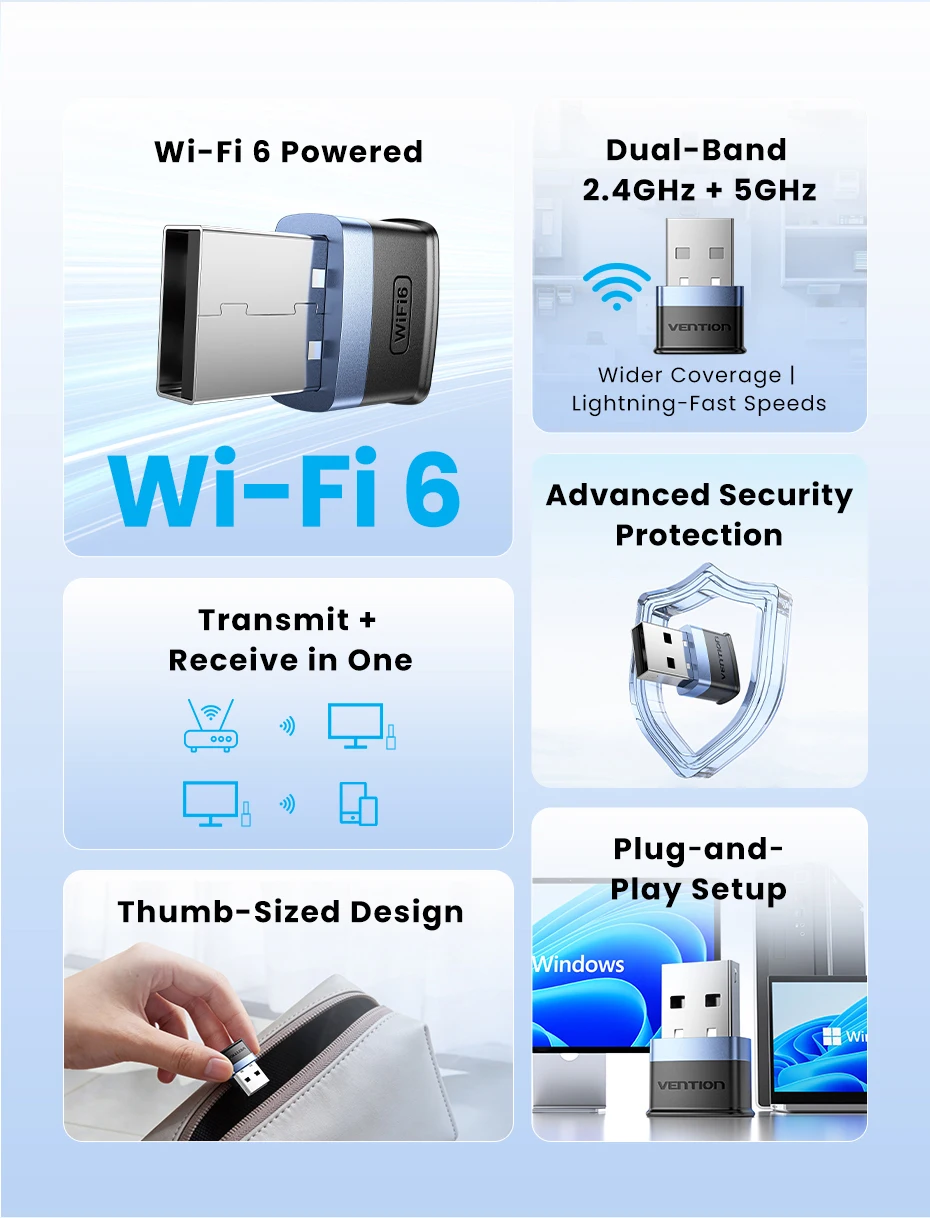 Adattatore wifi 6 usb vention ax900 scheda di rete wireless_voghion.com