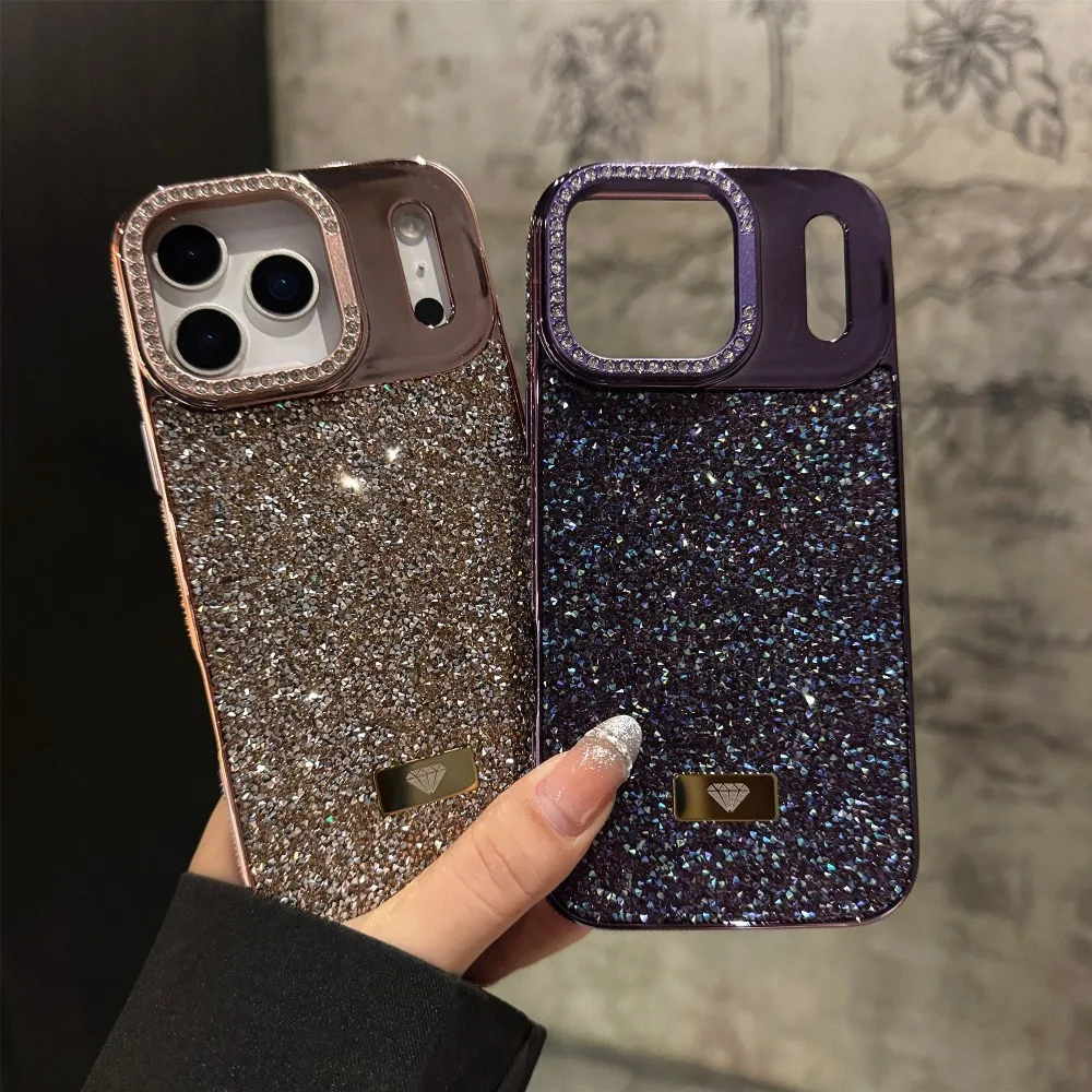 Luxury Fashion Bling Glitter Diamond Phone Case with Bracket and Protective Shell