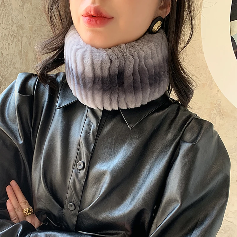 Winter fur headbands for women knitted rex rabbit fur scarf for women real fur head wrap ear warmer newest fashion hairband 4