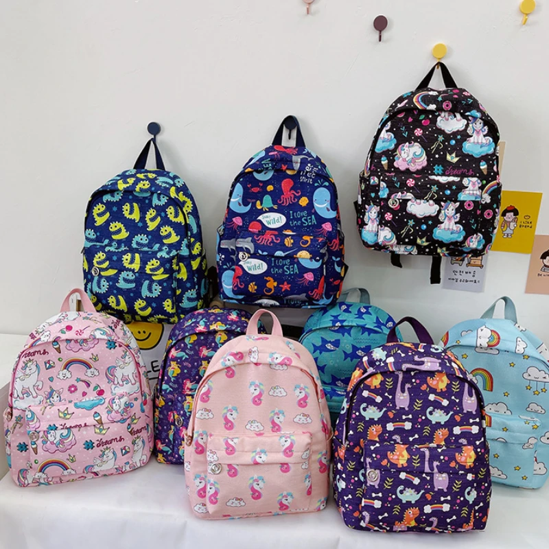 Children Unicorn Dinosaur Printed Backpacks In Kindergarten Cartoon Boys Girls Cute Backpack Kids Students School Bags Mochila