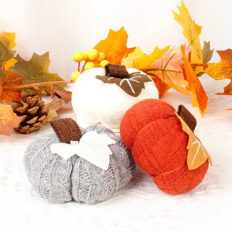 New Christmas Decorations, Photo Ornaments, Three Color Pendants, Harvest  Knitted  Pumpkin  Ornaments, Creative  Ideas