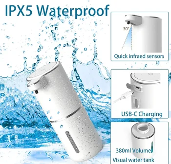 เครื่องจ่ายสบู่เหลว/ฟอมอัตโนมัติ, เครื่องจ่ายไฟฟ้าแบบไร้สัมผัส, ชาร์จ USB ได้พร้อมเซ็นเซอร์อินฟราเรดสําหรับห้องน้ํา, ห้องครัว 2