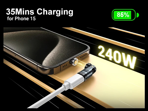 AUFU 240W Magnetic Type-c OTG Adapter 9Pin USB C to Type C 5A Fast Charging USB C Female OTG Converter for iPhon Macbook Samsung